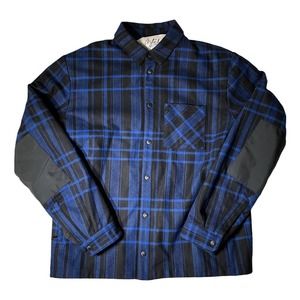 Aztech‎ Mountain Cobalt Blue Padded Flannel Over shirt XXL Wool Blend